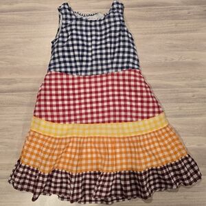 Uniqlo JW Anderson Gingham Sleeveless Dress Rainbow Colorful  Girl 3-4.